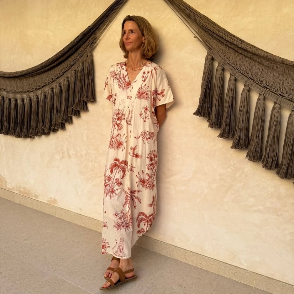 NWT Guadalupe Zola Kaftan In Safari Tiger Print • $189 MSRP • Size XL - Picture 4 of 6